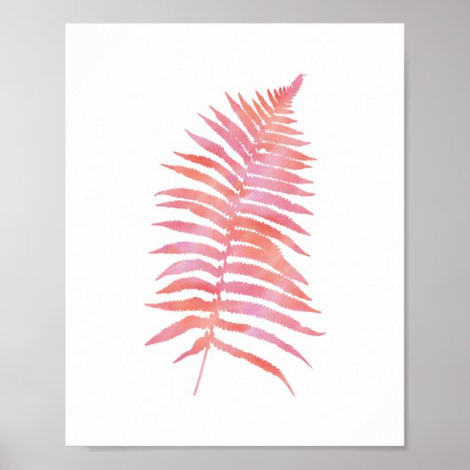 Poster Aquarelle Tropical Pink Fern Leaf Imprimer (Devant)
