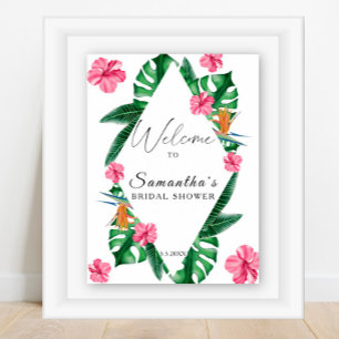 Poster Aquarelle Tropical - signe de bienvenue de la douc