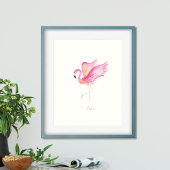 Poster Aquarelle tropicale Flamant rose rose