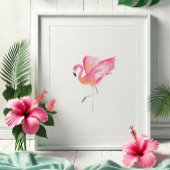 Poster Aquarelle tropicale Flamant rose rose