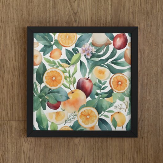 Poster Aquarelle tropicale Harmonie des fruits et Feuille