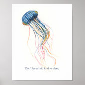 Poster Aquarelle tropicale Jellyfish Motivation (Devant)