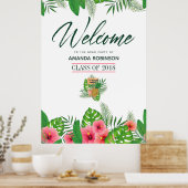 Poster Aquarelle tropicale Luau Graduation Bienvenue (Cuisine)