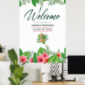 Poster Aquarelle tropicale Luau Graduation Bienvenue (Bureau à domicile)