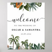 Poster Aquarelle tropicale tendance Feuilles verts (Devant)