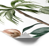 Poster Aquarelle tropicale tendance Feuilles verts (Coin)