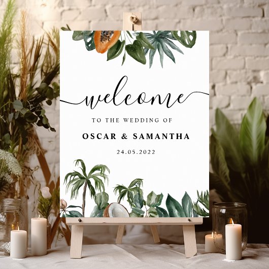 Poster Aquarelle tropicale tendance Feuilles verts