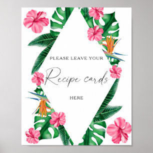 Poster Aquarelle tropicale - Votre carte de recettes ici