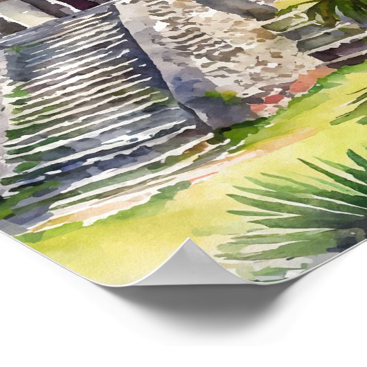 Poster Aquarelle Tulum Mexico (Coin)