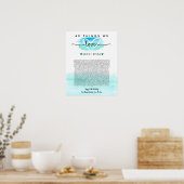 Poster Aquarelle turquoise et bleue 40 raisons nous vous  (Cuisine)