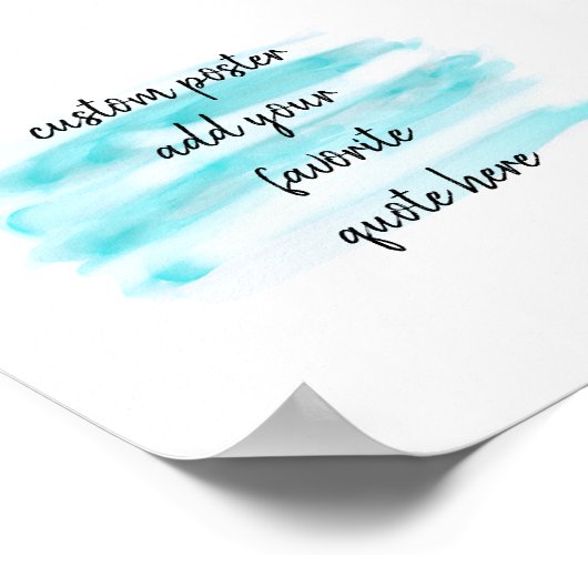 Poster aquarelle turquoise moderne ajouter un devis (Coin)