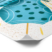 Poster Aquarelle Turquoise Papillon Soleil céleste (Coin)
