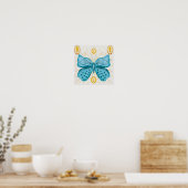 Poster Aquarelle Turquoise Papillon Soleil céleste (Cuisine)
