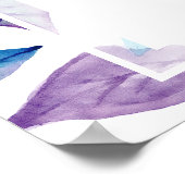 Poster Aquarelle Turquoise violet Feuille Mariage de feui (Coin)