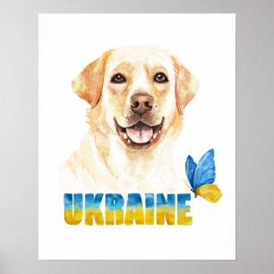 Poster Aquarelle Ukraine Laboratoire jaune et papillon