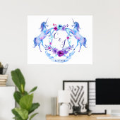 Poster Aquarelle Unicorn Crest (Bureau à domicile)