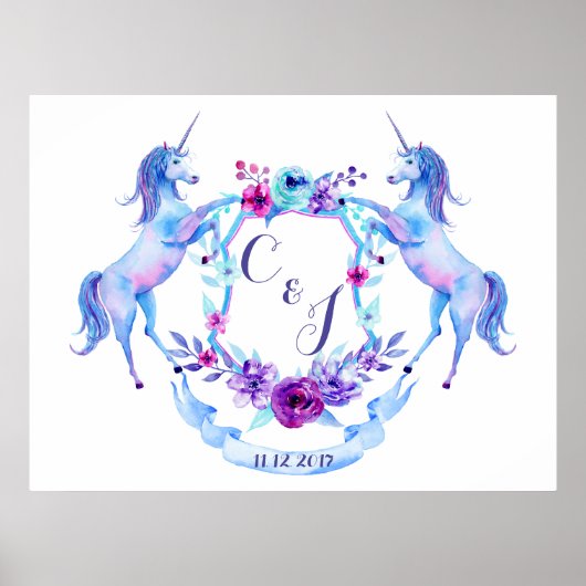Poster Aquarelle Unicorn Crest (Devant)