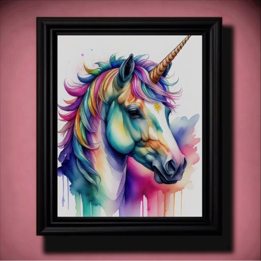 Poster Aquarelle Unicorne dans Candy Colours V