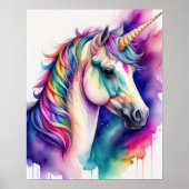Poster Aquarelle Unicorne dans Candy Couleurs VII (Devant)