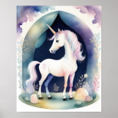 Poster Aquarelle Unicorne dans les Pastels doux (Devant)