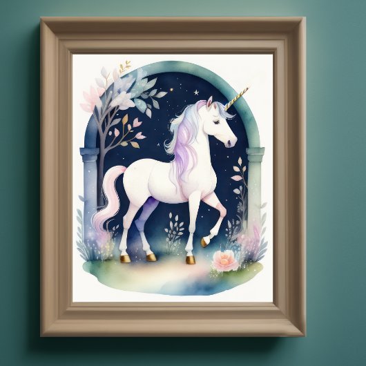 Poster Aquarelle Unicorne dans Soft Pastels II