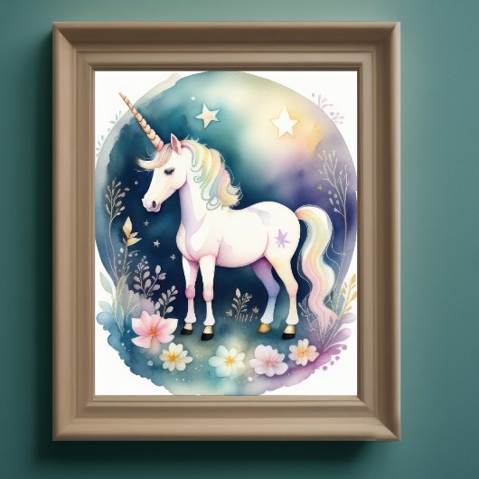 Poster Aquarelle Unicorne dans Soft Pastels III
