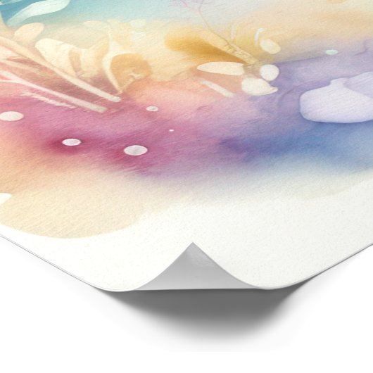 Poster Aquarelle Unicorne dans Soft Pastels IV (Coin)