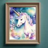 Poster Aquarelle Unicorne dans Soft Pastels IV