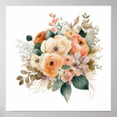 Poster Aquarelle végétale florale en terre cuite (Devant)