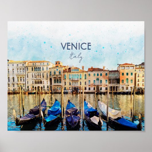 Poster Aquarelle VENEZIA VENICE - Italie souvenir de voya (Devant)