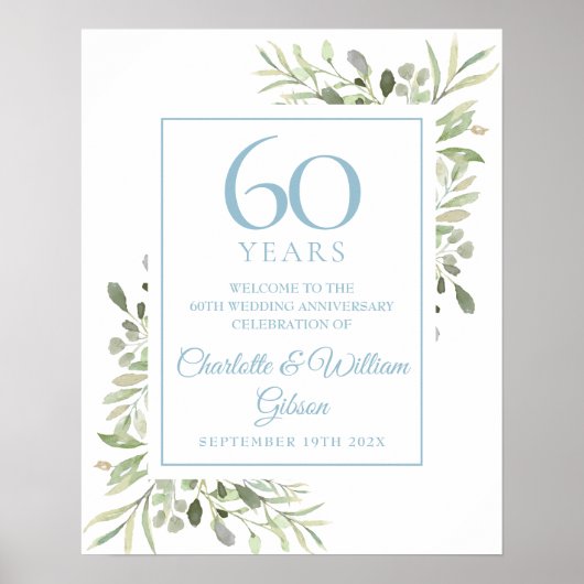 Poster Aquarelle Verdure 60e anniversaire Bienvenue (Devant)