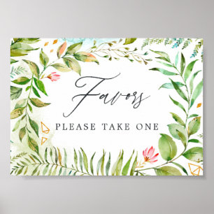 Poster Aquarelle Verdure Cristal Mariage Faveurs