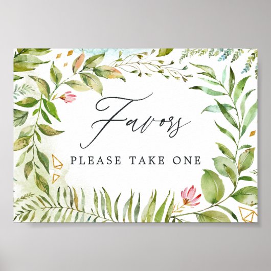Poster Aquarelle Verdure Cristal Mariage Faveurs (Devant)