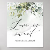 Poster Aquarelle verdure feuillage amour est signe doux (Devant)