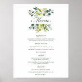 Poster Aquarelle verdure feuillage Mariage Menu Signe (Devant)
