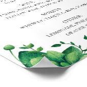 Poster Aquarelle verdure feuillage menu boissons mariage (Coin)