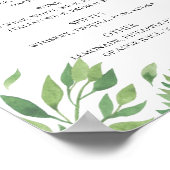 Poster Aquarelle verdure mariage alcool bar (Coin)