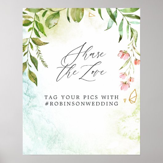 Poster Aquarelle Verdure Mariage cristal (Devant)