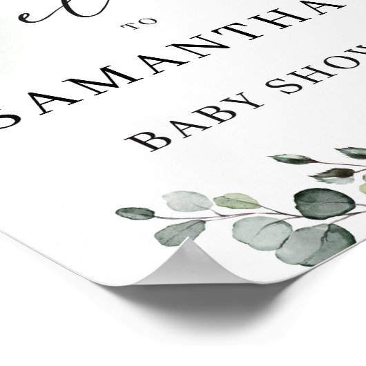 Poster Aquarelle vert feuillage boho signe d'accueil (Coin)