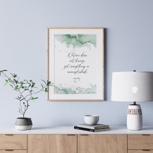Poster Aquarelle Vert Lao Tzu Citation
