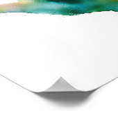 Poster Aquarelle vert oiseau dans l'affiche d'art en vol (Coin)