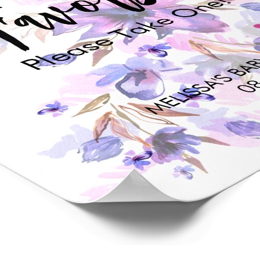 Poster Aquarelle vert violet turquoise signe de faveur fl (Coin)