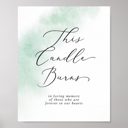 Poster Aquarelle verte Cette bougie brûle le panneau comm (Devant)