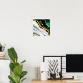 Poster Aquarelle verte malachite et or (Bureau à domicile)