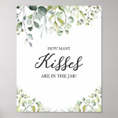Poster Aquarelle verte mignonne Combien de baisers (Devant)