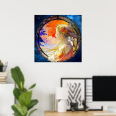 Poster Aquarelle vibrante de l'affiche de fille (Bureau à domicile)