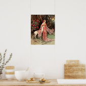 Poster Aquarelle victorienne de la femme avec cerf (Cuisine)