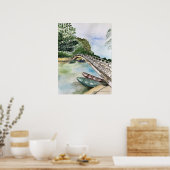 Poster Aquarelle, Vietnam, paysage de la province de Ninh (Cuisine)