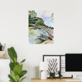 Poster Aquarelle, Vietnam, paysage de la province de Ninh (Bureau à domicile)