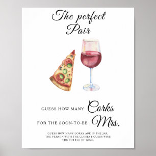 Poster Aquarelle Vin douche nuptiale Combien de lièges